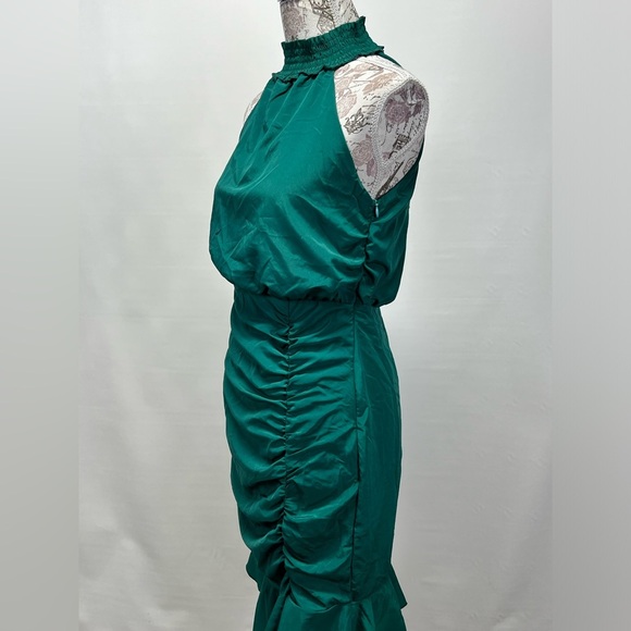 AREA STARS Forest green high neck ruched mini‎ dress size M. - Picture 8 of 16